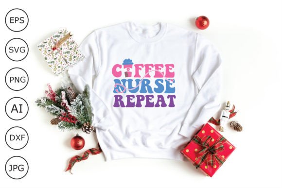 Coffee Nurse Repeat Retro Design for Crafts & Graphics